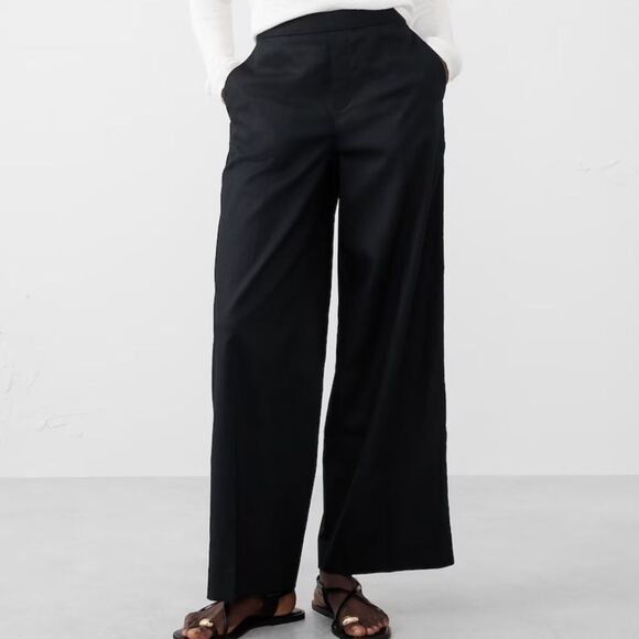 BANANA REPUBLIC Hayden Wide-Leg Linen-Blend Pull-On Pant, Black, Size XL - Picture 1 of 8